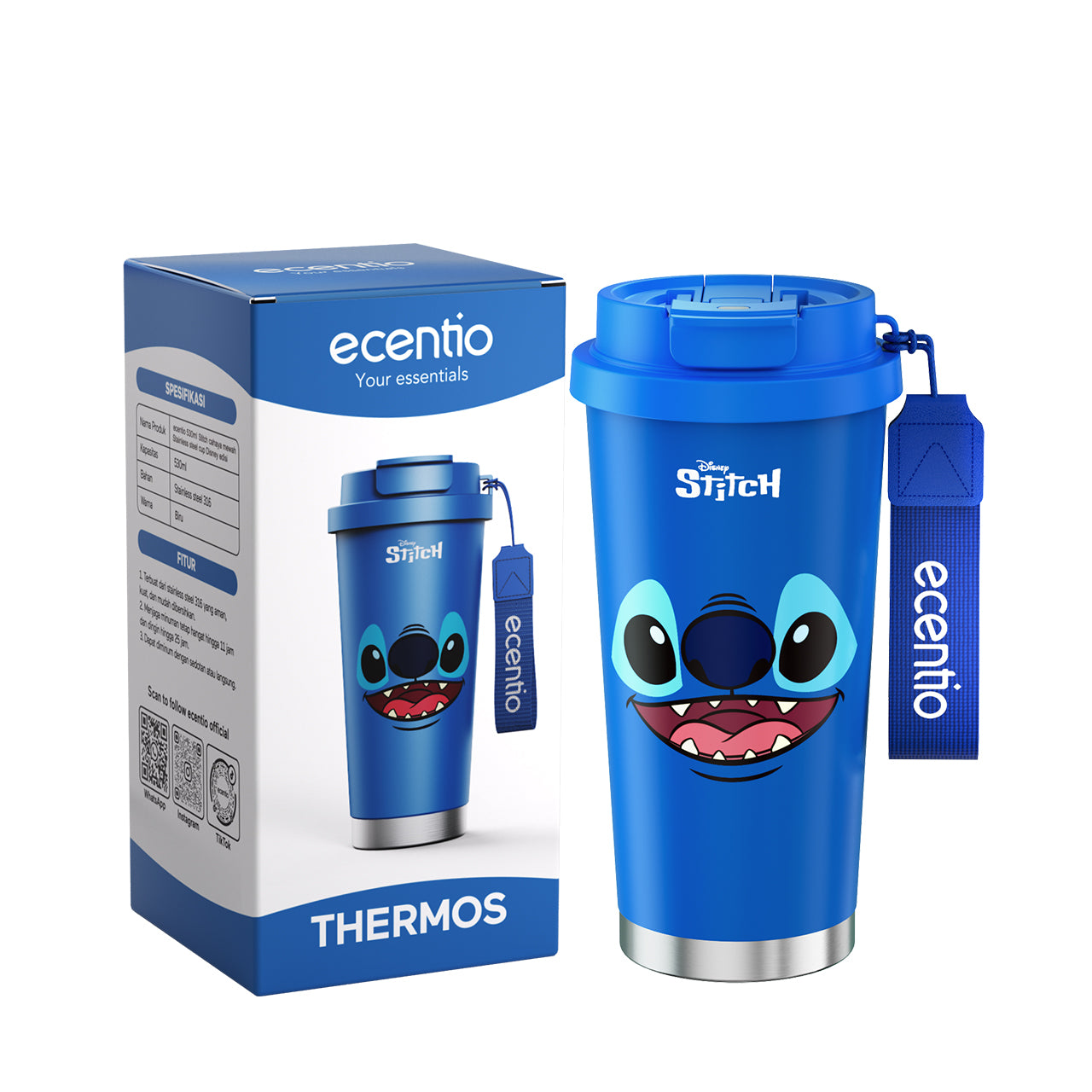 【ORI】ecentio X Toy story tumbler minum Disney lotso & stitch premium 530ml tahan dingin 24 jam botol stainless 316 portable botol minum