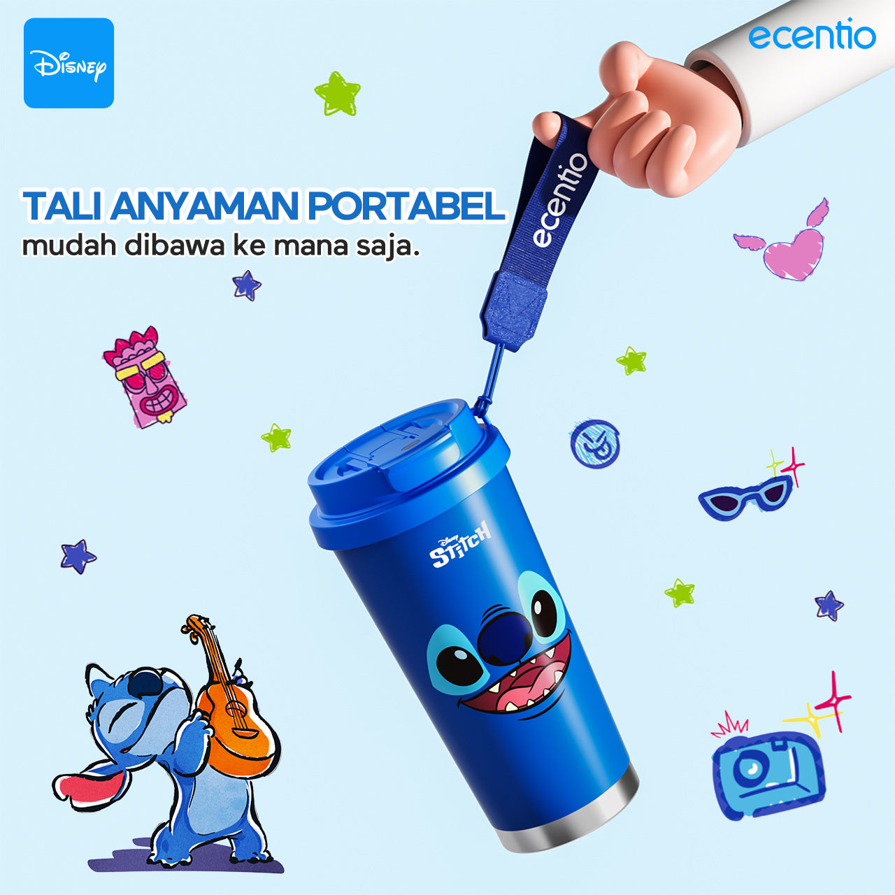 【ORI】ecentio X Toy story tumbler minum Disney lotso & stitch premium 530ml tahan dingin 24 jam botol stainless 316 portable botol minum