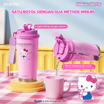 【ORI】ecentio tumbler minum hello kitty 530ml premium tahan dingin 24 jam botol stainless 316 portable tumblr botol minum