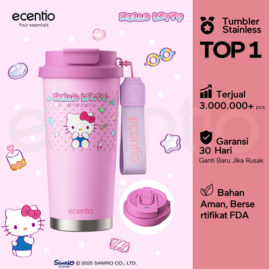 【ORI】ecentio tumbler minum hello kitty 530ml premium tahan dingin 24 jam botol stainless 316 portable tumblr botol minum