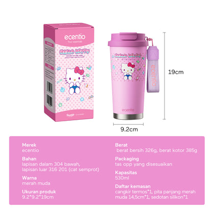 【ORI】ecentio tumbler minum hello kitty 530ml premium tahan dingin 24 jam botol stainless 316 portable tumblr botol minum