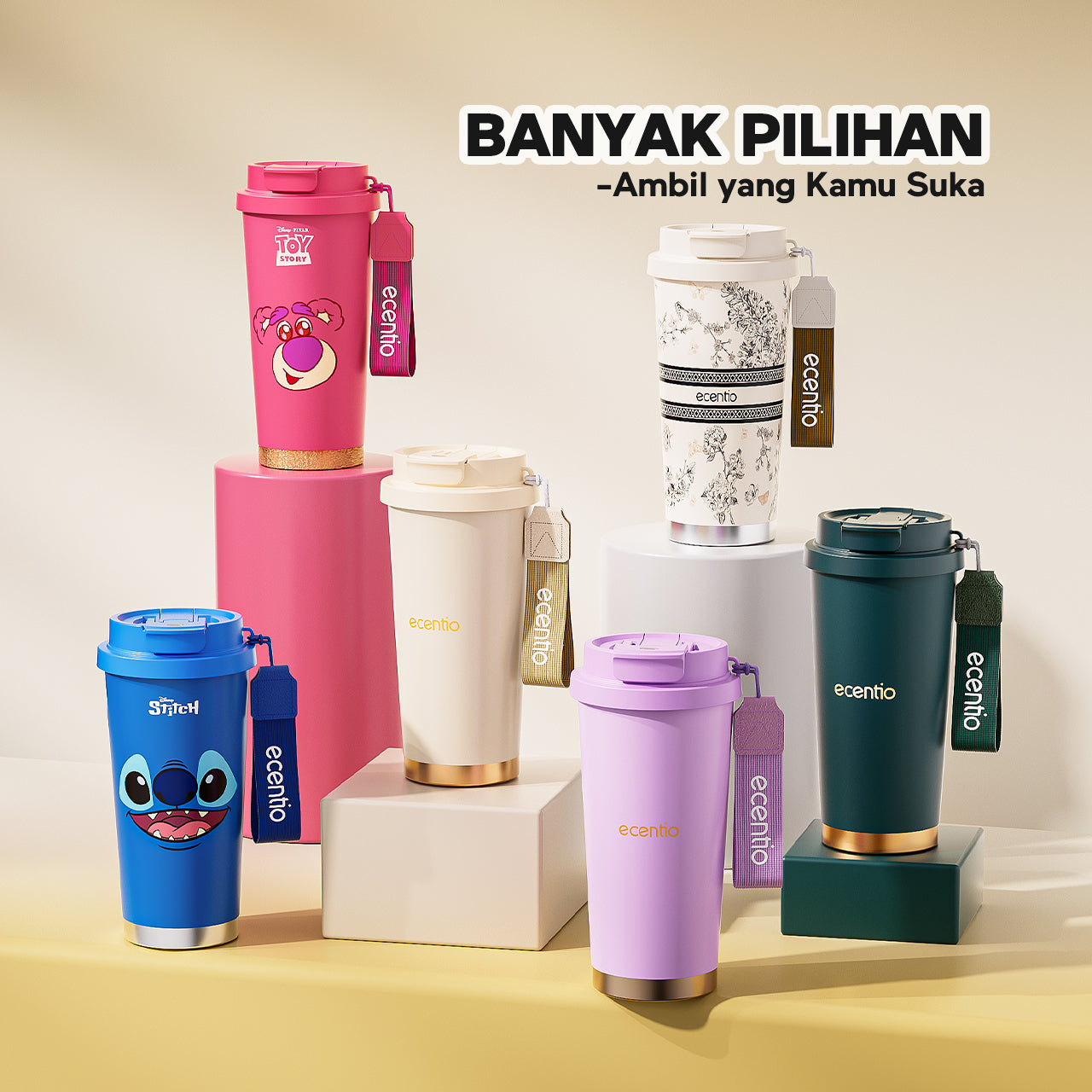 【Fashion Rainbow Tumbler】ecentio tumbler minum premium tahan dingin 24 jam botol stainless 316 portable tumblr 530ml