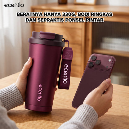 [Burgundy Series] ecentio Tumbler 530ml/900ml Desain Minimalis Elegan Botol Minum Portable Aesthetic Lucu Thermos Tahan Panas Dingin 24 Jam Anti Bocor Premium Sedotan Cocok Untuk Sekolah Anak Laki-Laki