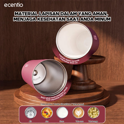 [Burgundy Series] ecentio Tumbler 530ml/900ml Desain Minimalis Elegan Botol Minum Portable Aesthetic Lucu Thermos Tahan Panas Dingin 24 Jam Anti Bocor Premium Sedotan Cocok Untuk Sekolah Anak Laki-Laki