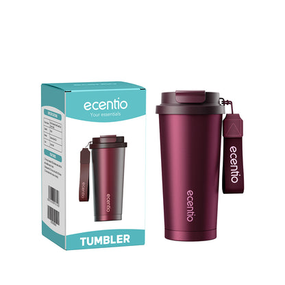 [Burgundy Series] ecentio Tumbler 530ml/900ml Desain Minimalis Elegan Botol Minum Portable Aesthetic Lucu Thermos Tahan Panas Dingin 24 Jam Anti Bocor Premium Sedotan Cocok Untuk Sekolah Anak Laki-Laki