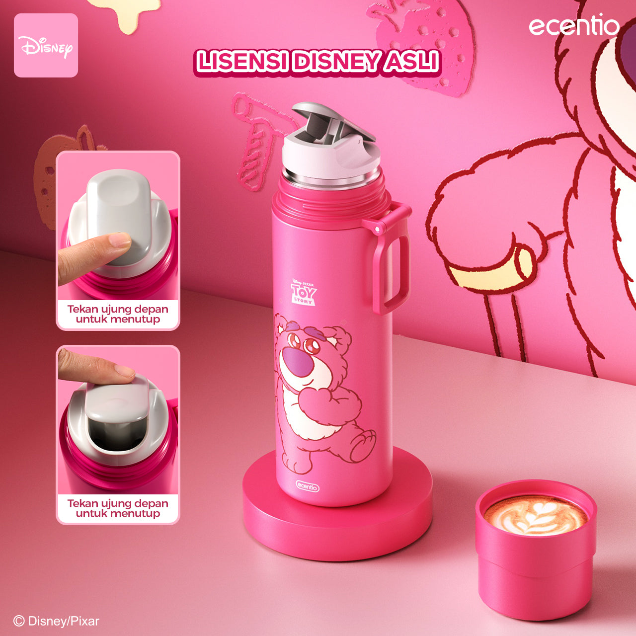 ecentio botol minum tumbler stainless 500ml  tahan Disney Lotso  dingin tumbler termos air panas  24jam