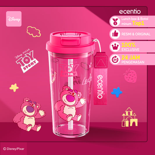 ecentio botol minum aesthetic 580ml anak perempuan disney collaborative edition with straw