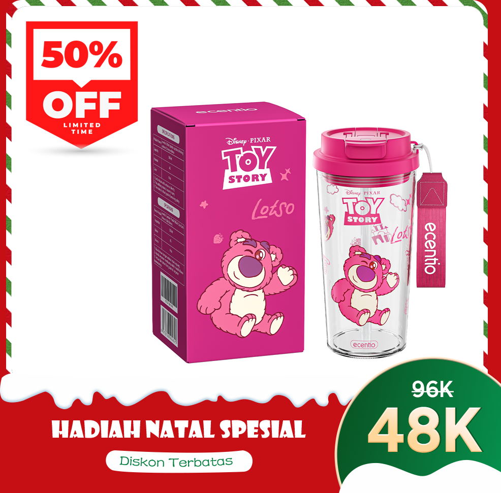 ecentio botol minum aesthetic 580ml anak perempuan disney collaborative edition with straw