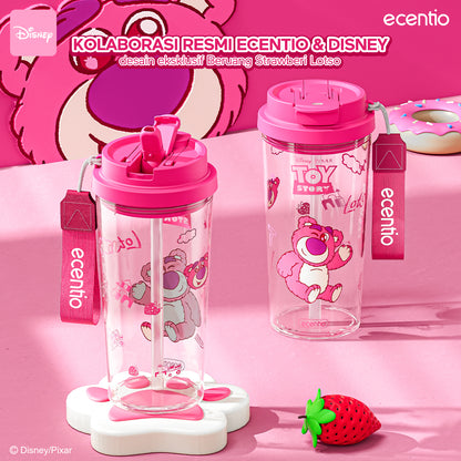 ecentio botol minum aesthetic 580ml anak perempuan disney collaborative edition with straw