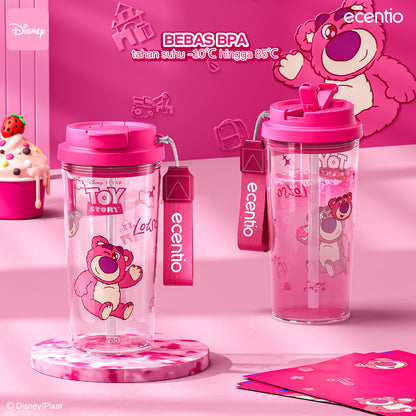 ecentio botol minum aesthetic 580ml anak perempuan disney collaborative edition with straw