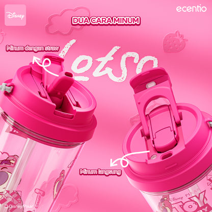 ecentio botol minum aesthetic 580ml anak perempuan disney collaborative edition with straw