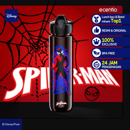 【disney】ecentio 1000ml Spiderman plastic botol minum anak  portabel hitam disney series tumbler minum aesthetic anti bocor Sedotan BPA free pegangan