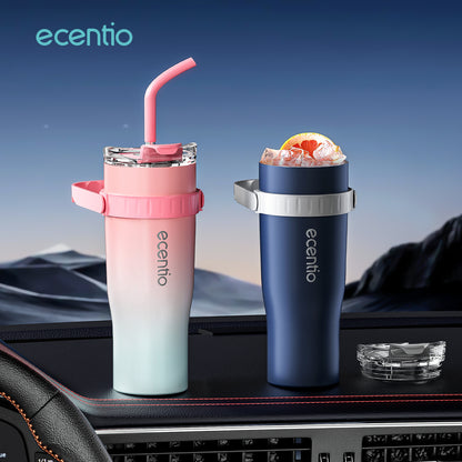 【🌟Pre-Order】【BIG MAC】ecentio Tumbler Stainless Steel 304 Tahan Dingin Botol Minum 1200ml Dengan Straw Portable Car Drinking Cup Bpa Free -Biru/Gradien