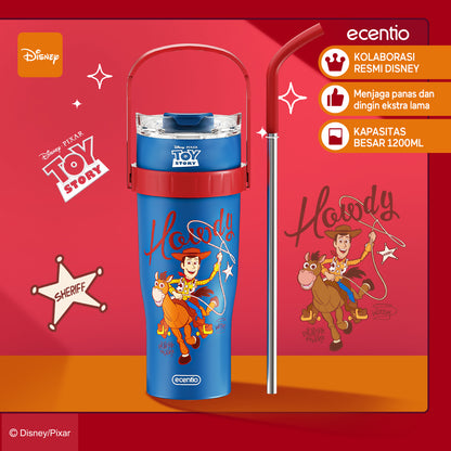 ecentio tumbler minum stainless 1.2L Disney Toy Story Woody & Buzz tahan dingin 24jam premium botol minum aesthetic besar