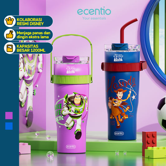 ecentio tumbler minum stainless 1.2L Disney Toy Story Woody & Buzz tahan dingin 24jam premium botol minum aesthetic besar