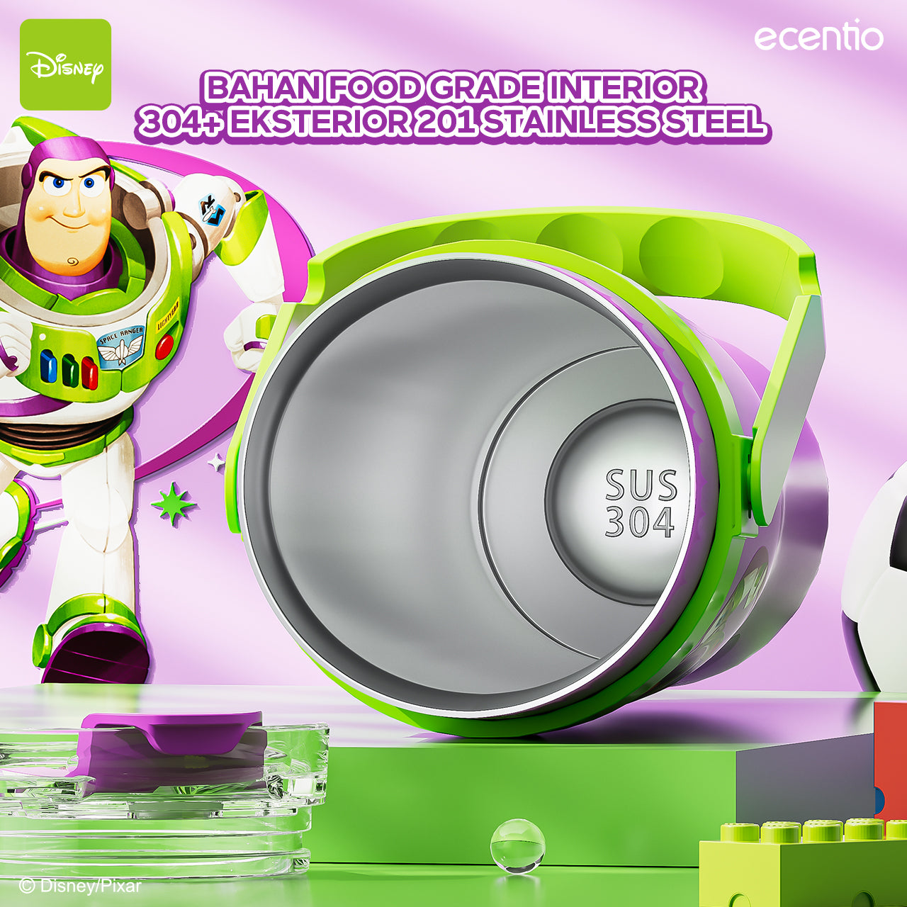 ecentio tumbler minum stainless 1.2L Disney Toy Story Woody & Buzz tahan dingin 24jam premium botol minum aesthetic besar