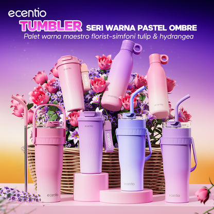 【Gradasi Warna Macaron】ecentio Tumbler Stainless Steel 1200ml Botol Minum Tahan Panas Dan Dingin Botol minum besar Thermos Cup Vacuum - Biru New