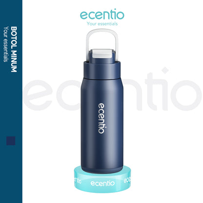 ecentio tumbler Stainless Vacuum 600ml Portable Termos Gagang Tersembunyi Botol minum besar