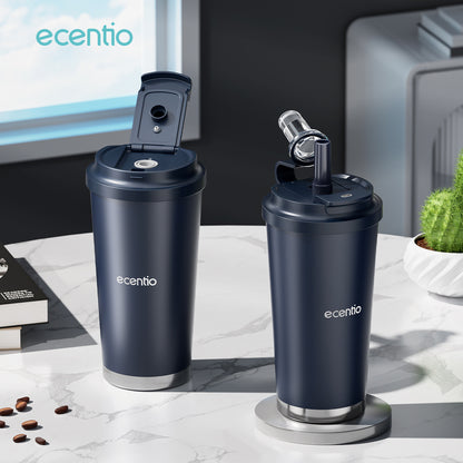 【New Launch】ecentio tumbler minum premium 580ml dan sedotan tahan dingin 26 jam botol stainless steel 304 portable