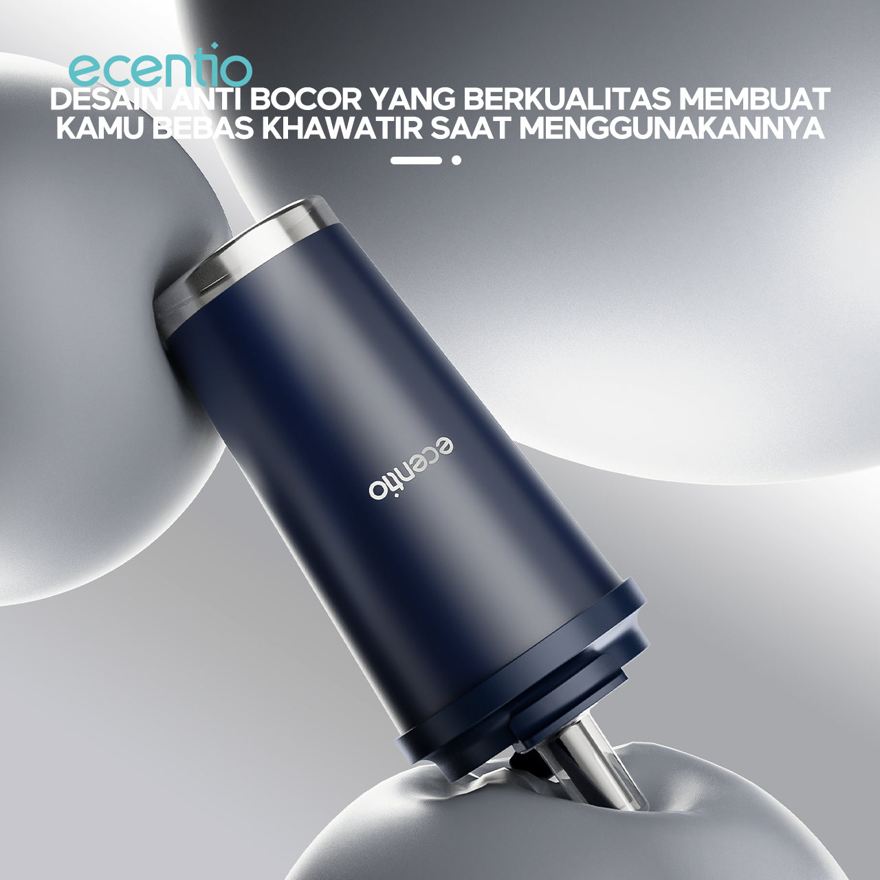 【New Launch】ecentio tumbler minum premium 580ml dan sedotan tahan dingin 26 jam botol stainless steel 304 portable