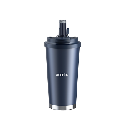 【New Launch】ecentio tumbler minum premium 580ml dan sedotan tahan dingin 26 jam botol stainless steel 304 portable