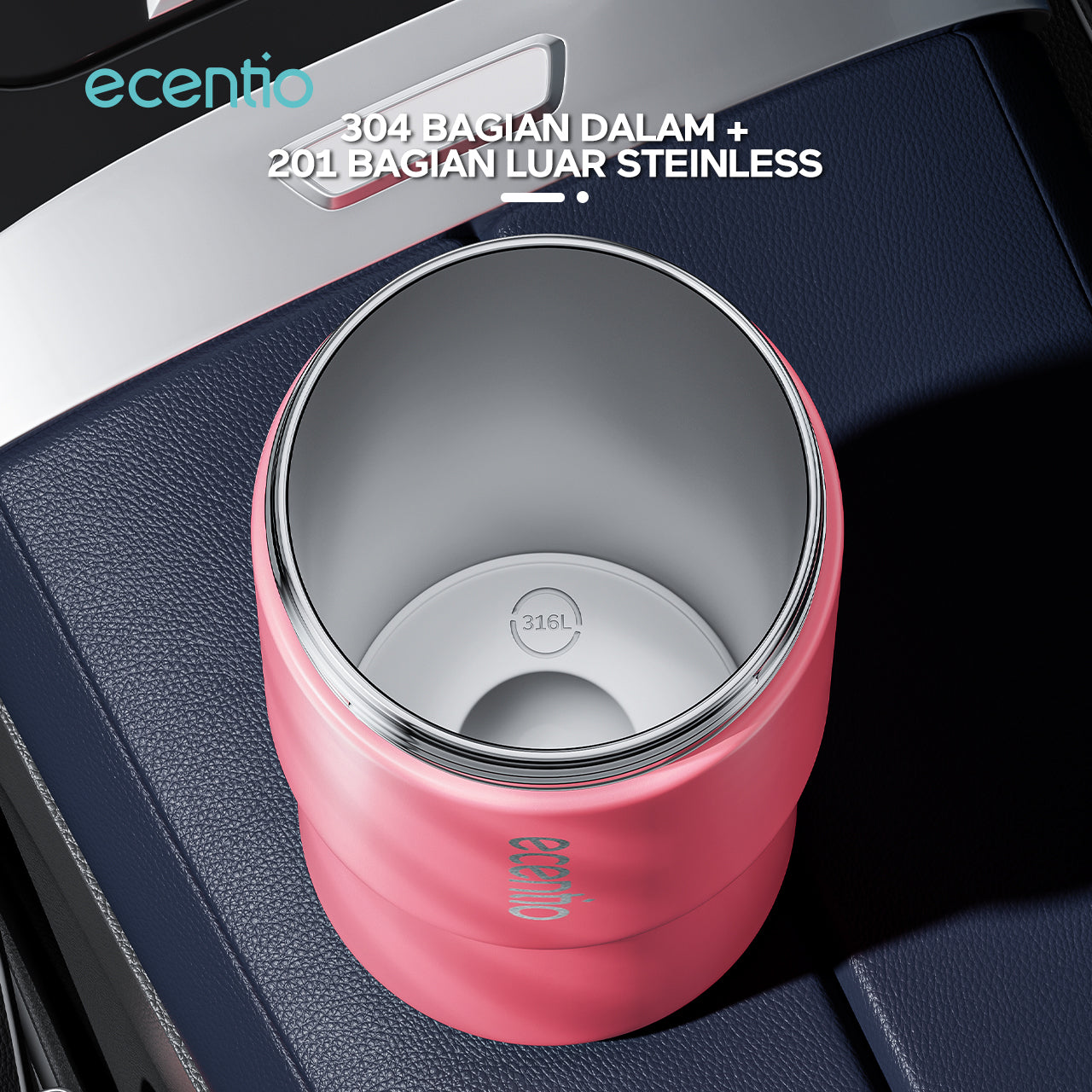 【GRAND LAUNCH】ecentio tumbler Stainless Vacuum 750ml Portable Tutup yang mudah dibuka  Thermos Botol minum besar