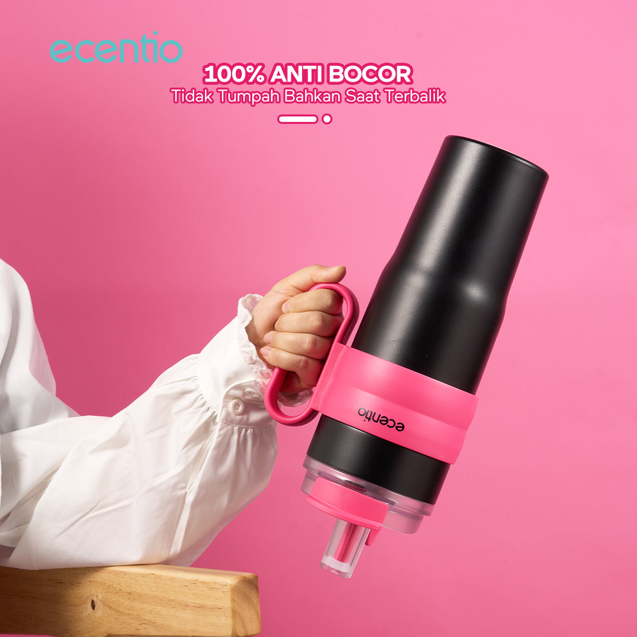 【🌟Pre-Order】ecentio tumbler stainless 1200ml anti bocor tahan panas dingin dengan sedotan & desain cup holder mobil