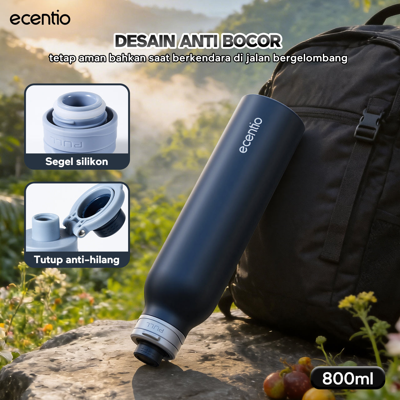 [Easego Rainforest Mist Series] ecentio Tumbler Premium Stainless Vacuum 530ml/800ml/1000ml Outdoor Portable aesthetic Thermos Botol Minum Tahan Dingin 48 Jam Tahan Panas 22 Jam Anti Bocor
