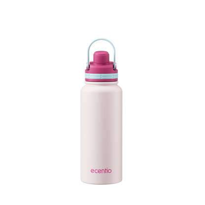 [Soft Rose Pink Series] ecentio Tumbler Stainless 900ml/1200ml Portable Thermos Botol Minum Besar Dengan Tas Tahan Panas Dingin 24 Jam Aesthetic Lucu Termos Air Panas Kopi Dengan Sedotan Cocok Untuk Sekolah Anak Laki-Laki
