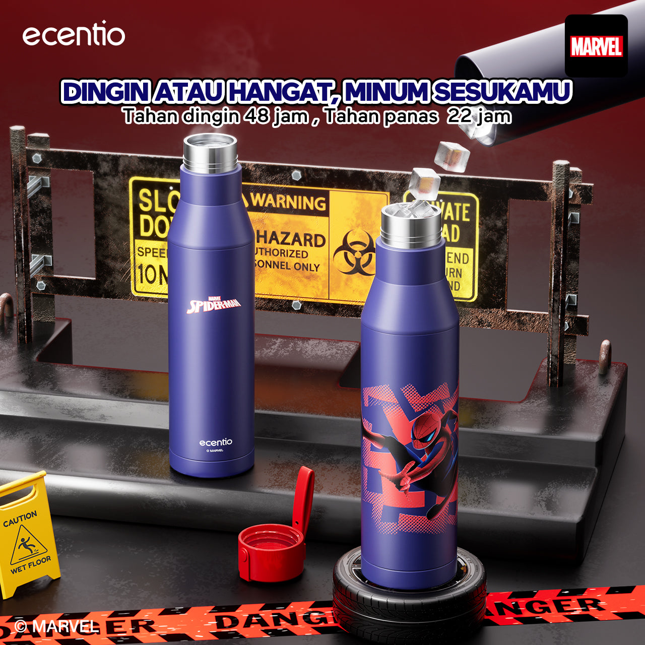 【Disney Spider-Man Series】ecentio Botol Minum Stainless Steel 1000ml | Anti Bocor 360° | Tahan Dingin &amp; Panas