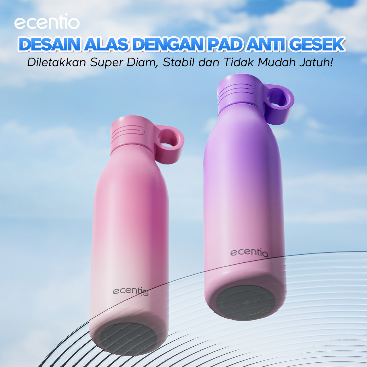 【Outdoor】ecentio outdoor bottle with handle and nozzle aktivitas outdoor tahan dingin 24 jam botol stainless portable tumblr 550ml