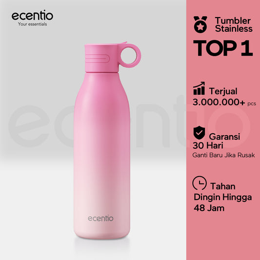 【Outdoor】ecentio outdoor bottle with handle and nozzle aktivitas outdoor tahan dingin 24 jam botol stainless portable tumblr 550ml
