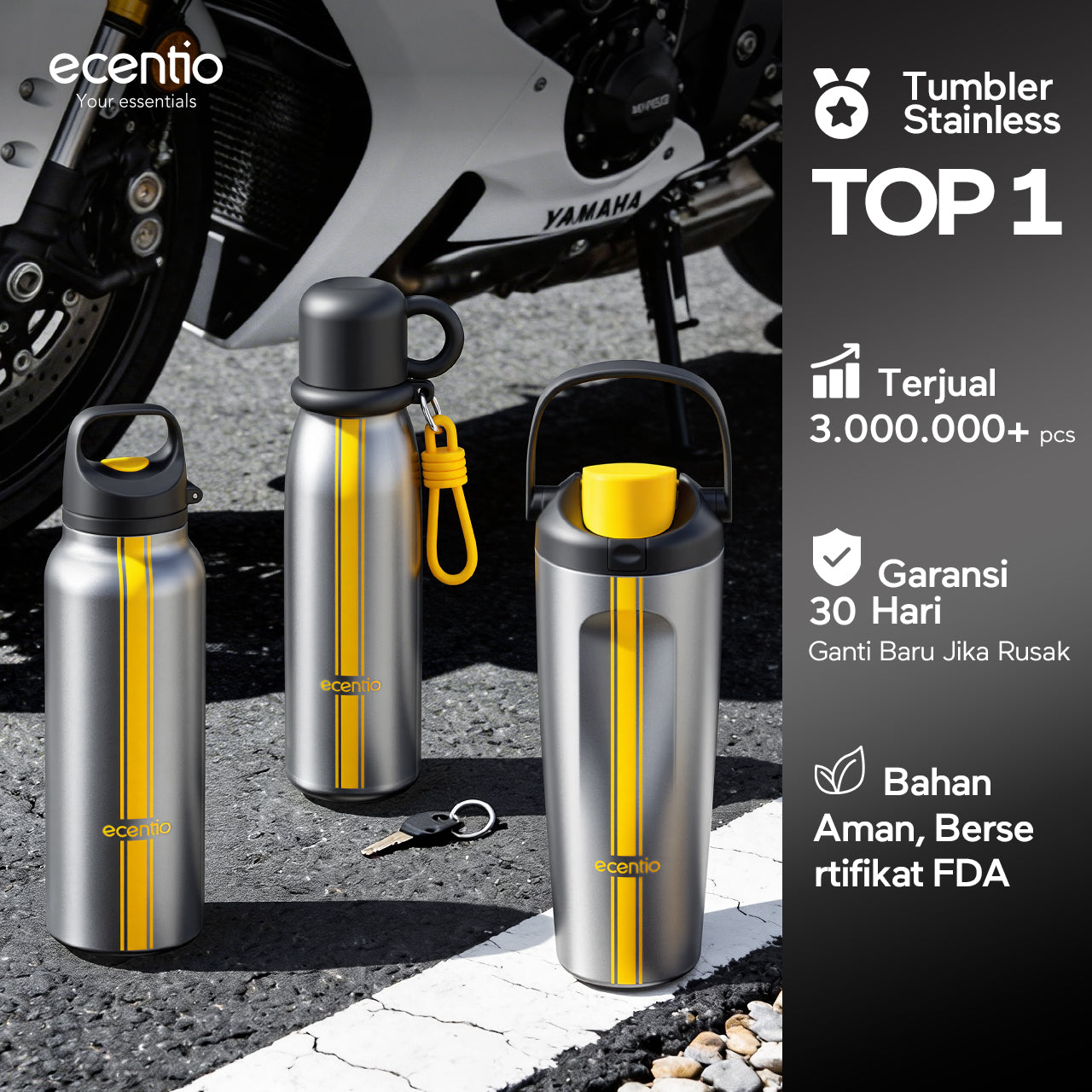 [Tumbler Sport Series] ecentio Tumbler stainless 316 aesthetic Olahraga Botol Minum Sport Portable Tahan Dingin 24Jam 900ml/650ml/600ml Desain Stylish Cocok Untuk Sekolah Olahraga Travelling Aktivitas Sehari Hari
