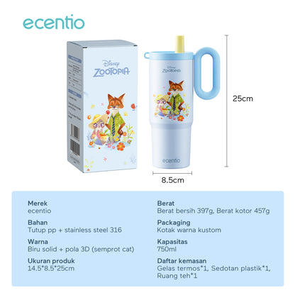 [New Launch] ecentio tumbler stainless 316 Disney Zootopia 750ml / 500ml tahan panas dingin 24 jam botol minum lucu aesthetic portable termos air panas botol minum anak botol minum anak perempuan tumbler anak