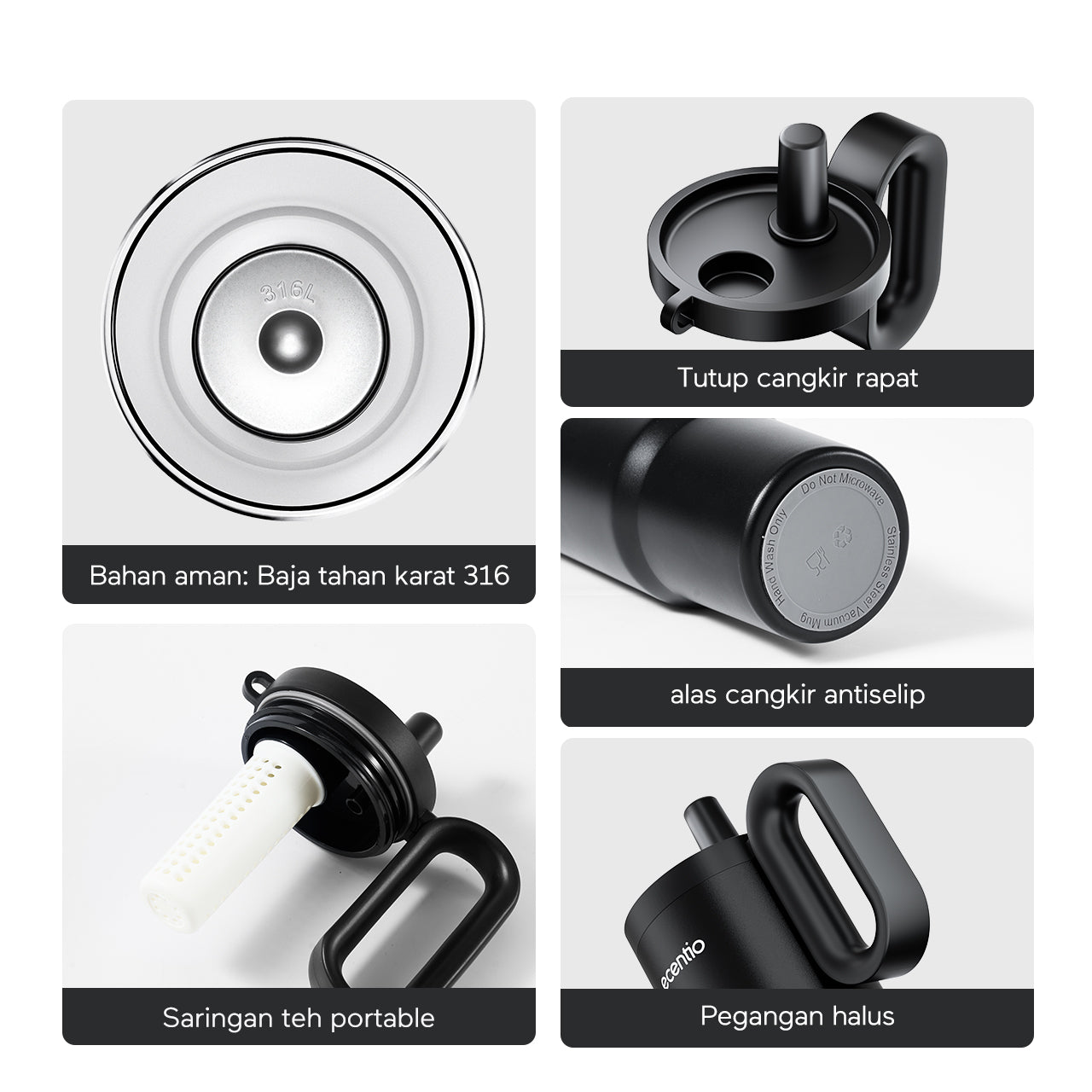ecentio tumbler Stainless 750ml Portable Thermos Botol minum besar tas tumbler tahan panas dingin 24 jam lucu tumblr aesthetic termos air panas tumbler kopi tumbler sedotan botol minum botol minum sekolahanak laki laki