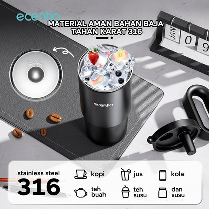 ecentio tumbler Stainless 750ml Portable Thermos Botol minum besar tas tumbler tahan panas dingin 24 jam lucu tumblr aesthetic termos air panas tumbler kopi tumbler sedotan botol minum botol minum sekolahanak laki laki