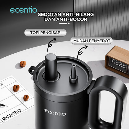 ecentio tumbler Stainless 750ml Portable Thermos Botol minum besar tas tumbler tahan panas dingin 24 jam lucu tumblr aesthetic termos air panas tumbler kopi tumbler sedotan botol minum botol minum sekolahanak laki laki