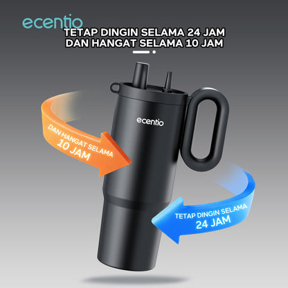 ecentio tumbler Stainless 750ml Portable Thermos Botol minum besar tas tumbler tahan panas dingin 24 jam lucu tumblr aesthetic termos air panas tumbler kopi tumbler sedotan botol minum botol minum sekolahanak laki laki
