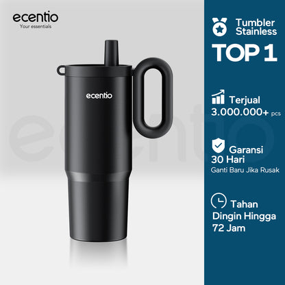 ecentio tumbler Stainless 750ml Portable Thermos Botol minum besar tas tumbler tahan panas dingin 24 jam lucu tumblr aesthetic termos air panas tumbler kopi tumbler sedotan botol minum botol minum sekolahanak laki laki