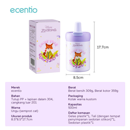 [New Launch] ecentio tumbler stainless 316 Disney Zootopia 750ml / 500ml tahan panas dingin 24 jam botol minum lucu aesthetic portable termos air panas botol minum anak botol minum anak perempuan tumbler anak