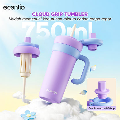 [Soft Cloud Series] ecentio tumbler Stainless protable 750ml/550ml outdoor sport lari Portable Tetap dingin selama 24 JAM Thermos Botol minum besar