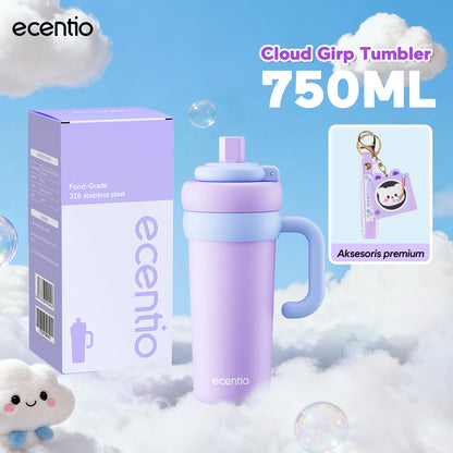 [Soft Cloud Series] ecentio tumbler Stainless protable 750ml/550ml outdoor sport lari Portable Tetap dingin selama 24 JAM Thermos Botol minum besar