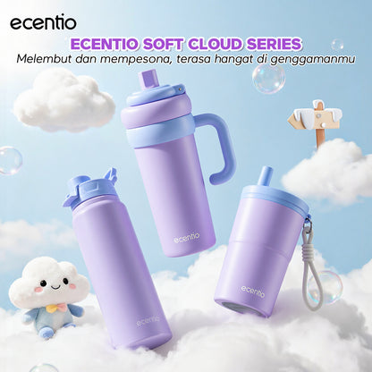[Soft Cloud Series] ecentio tumbler Stainless protable 750ml/550ml outdoor sport lari Portable Tetap dingin selama 24 JAM Thermos Botol minum besar