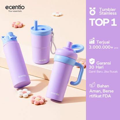 [Soft Cloud Series] ecentio tumbler Stainless protable 750ml/550ml outdoor sport lari Portable Tetap dingin selama 24 JAM Thermos Botol minum besar