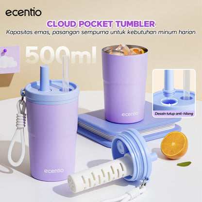 [Soft Cloud Series] ecentio tumbler Stainless protable 750ml/550ml outdoor sport lari Portable Tetap dingin selama 24 JAM Thermos Botol minum besar