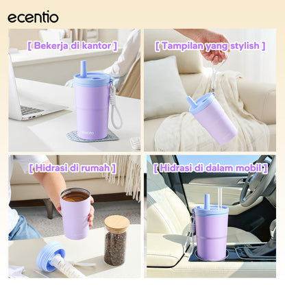 [Soft Cloud Series] ecentio tumbler Stainless protable 750ml/550ml outdoor sport lari Portable Tetap dingin selama 24 JAM Thermos Botol minum besar