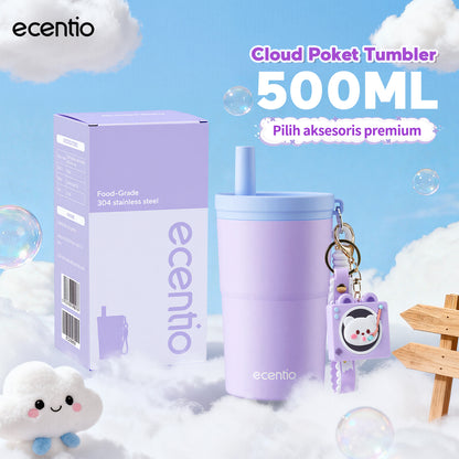 [Soft Cloud Series] ecentio tumbler Stainless protable 750ml/550ml outdoor sport lari Portable Tetap dingin selama 24 JAM Thermos Botol minum besar