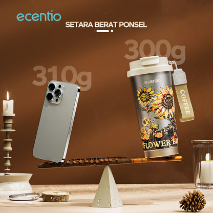 【🌟Pre-Order】ecentio Premium Double-Walled Titanium Bottle Titanium Cup 500ml — Edisi Spesial Van Gogh “Sunflower”