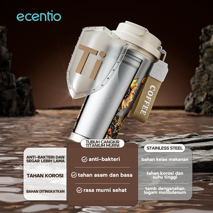 【🌟Pre-Order】ecentio Premium Double-Walled Titanium Bottle Titanium Cup 500ml — Edisi Spesial Van Gogh “Sunflower”
