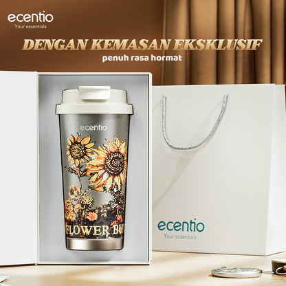 【🌟Pre-Order】ecentio Premium Double-Walled Titanium Bottle Titanium Cup 500ml — Edisi Spesial Van Gogh “Sunflower”